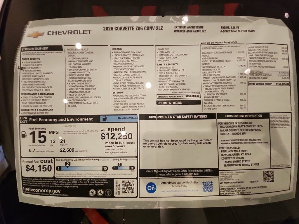 2026 Chevrolet Corvette Z06 2LZ