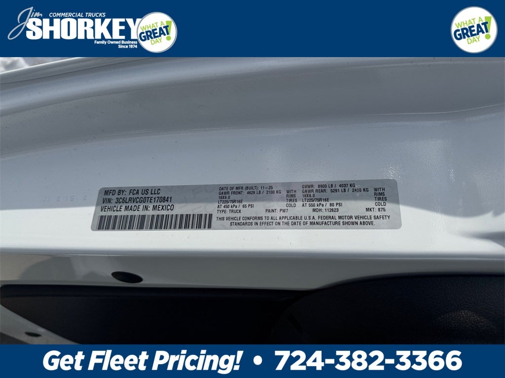 2026 RAM ProMaster 2500 High Roof / 159" WB