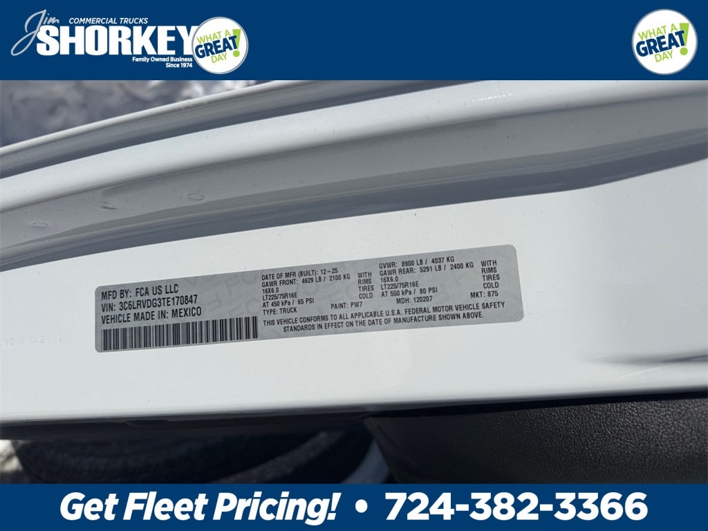 2026 RAM ProMaster 2500 High Roof / 159" WB